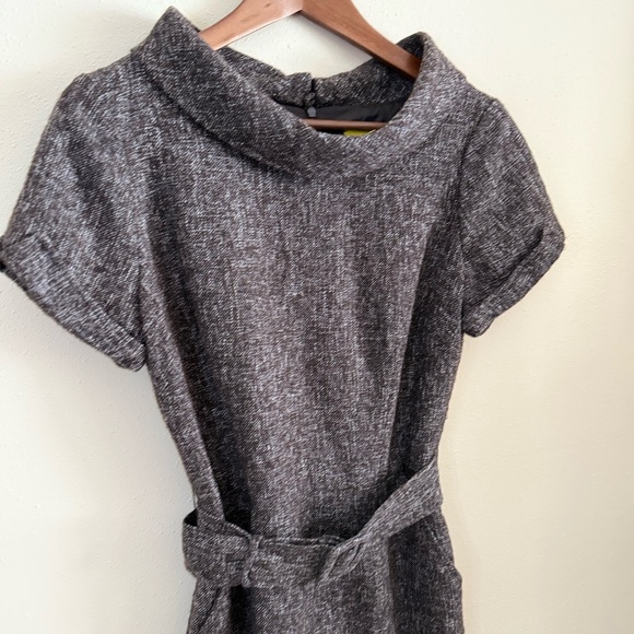 Banana Republic Brown Tweed Belted Sheath Dress Size 10 - Picture 2 of 10